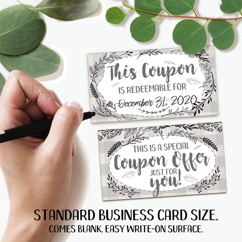 Lone Star Art Botanicals - Set of 50 Coupon Cards - Blank Voucher Gift Card Stationery - Great for Small Business Supplies Gift for Restaurants, Salons, Clothes Boutiques, Double Sided Stationery Cards - Image 3